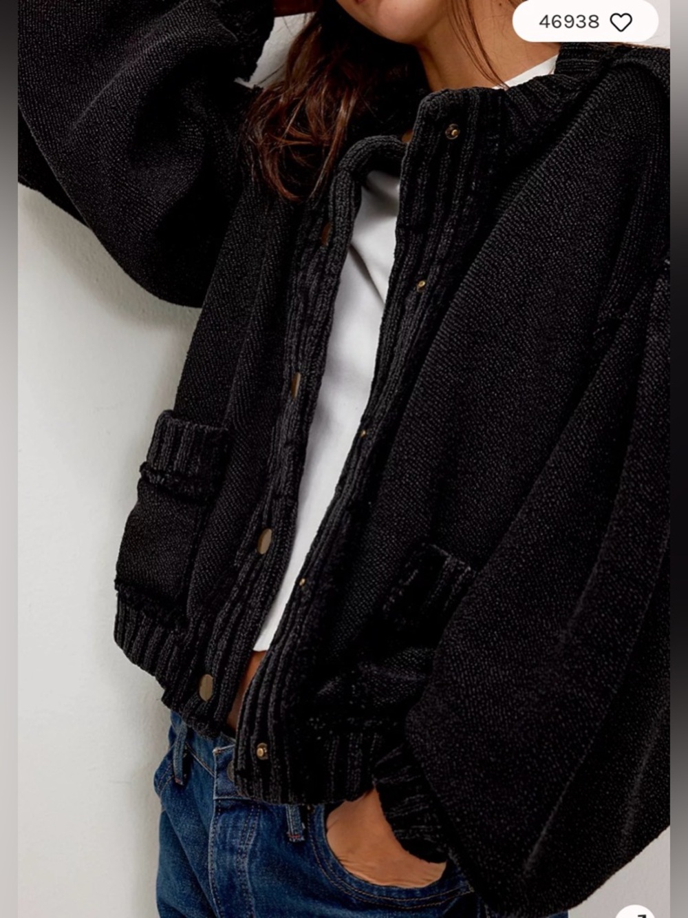 Free People We The Free Cute In This Cardi. NWT. Black - Picture 2 of 7